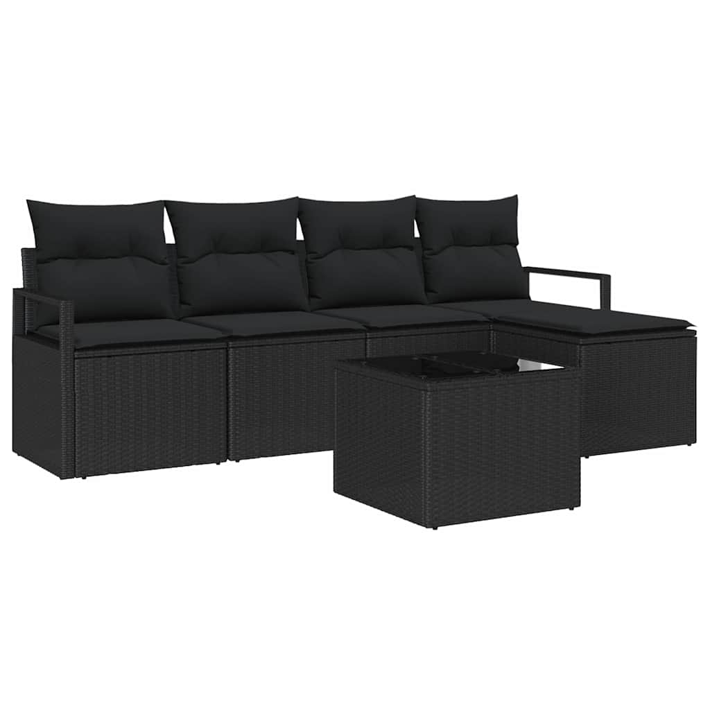 Set di divani 6 pz Nero polyrattan