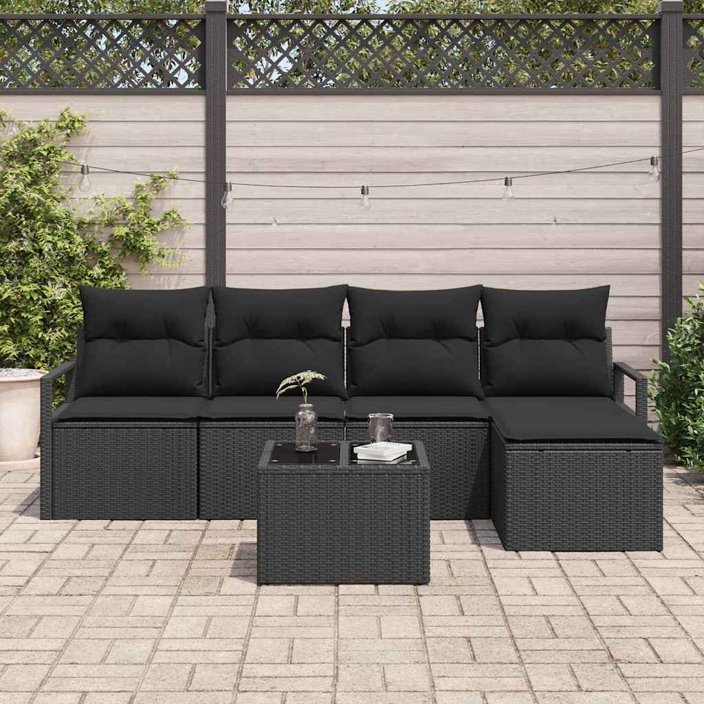 Set di divani 6 pz Nero polyrattan