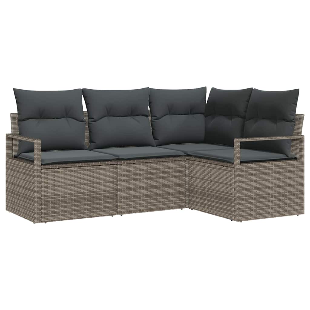 Set di divani 4 pz Grigio polyrattan