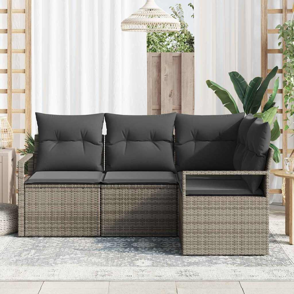 Set di divani 4 pz Grigio polyrattan