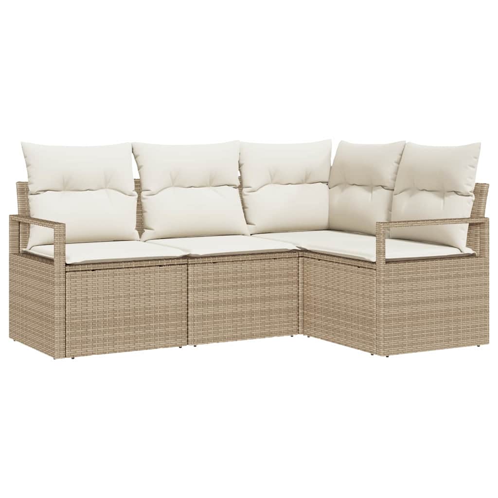 Set di divani 4 pz Beige e Crema polyrattan