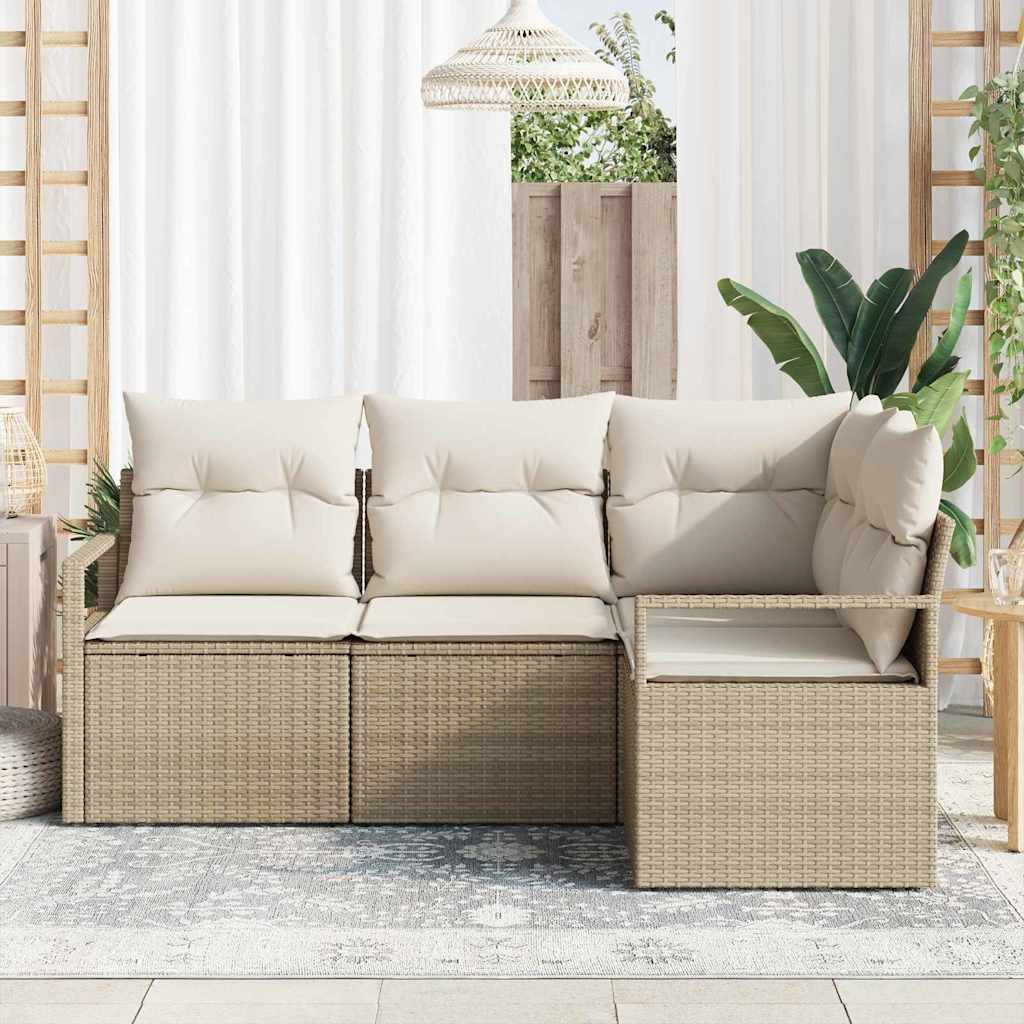 Set di divani 4 pz Beige e Crema polyrattan