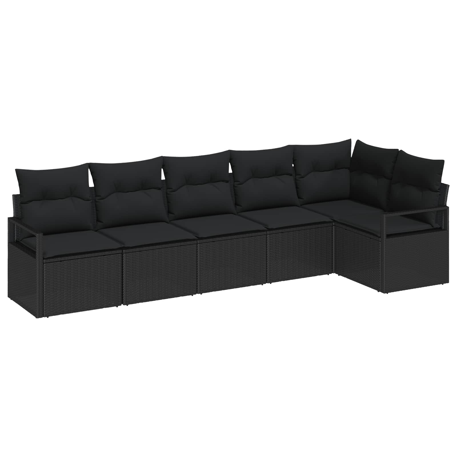 Set Divano da Giardino 6 pz Nero polyrattan