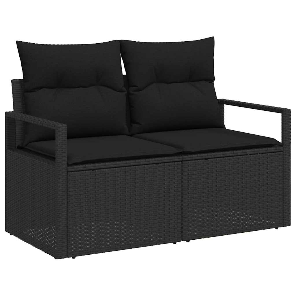 Set di divani 6 pz Nero polyrattan