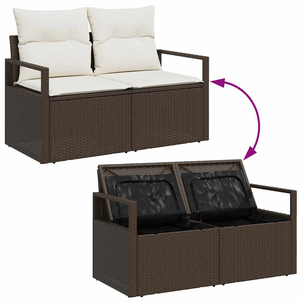 Set di divani 6 pz Marrone e Crema polyrattan