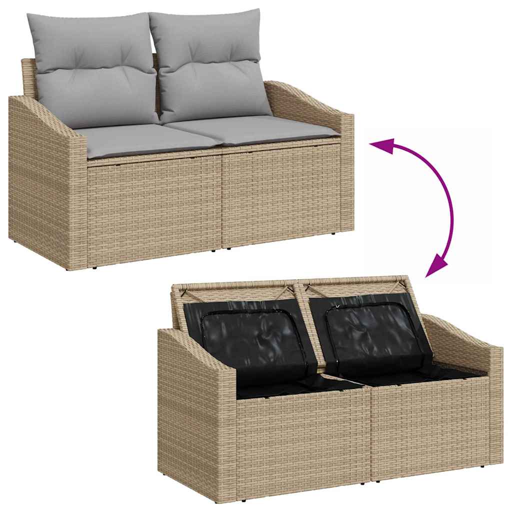 Set di divani 5 pz Beige e Grigio Chiaro polyrattan