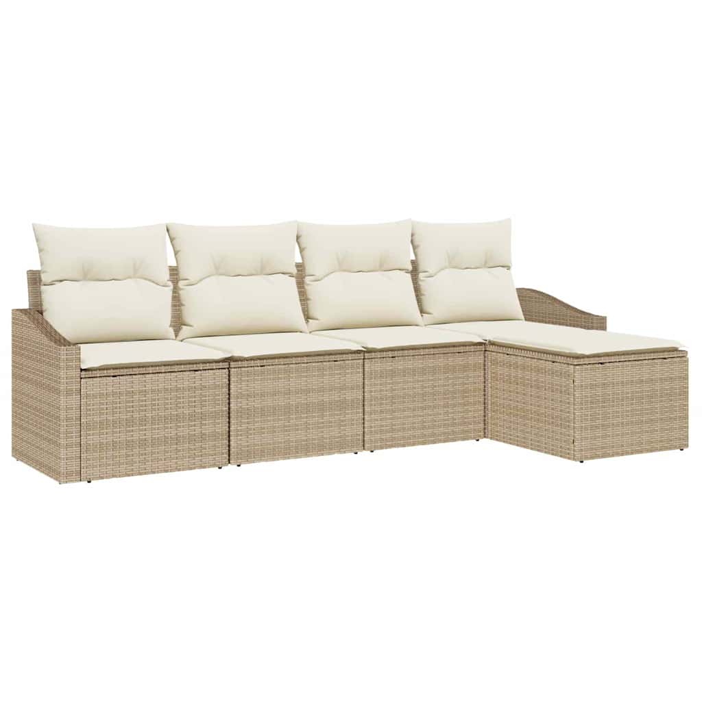 Set di divani 5 pz Beige e Crema polyrattan