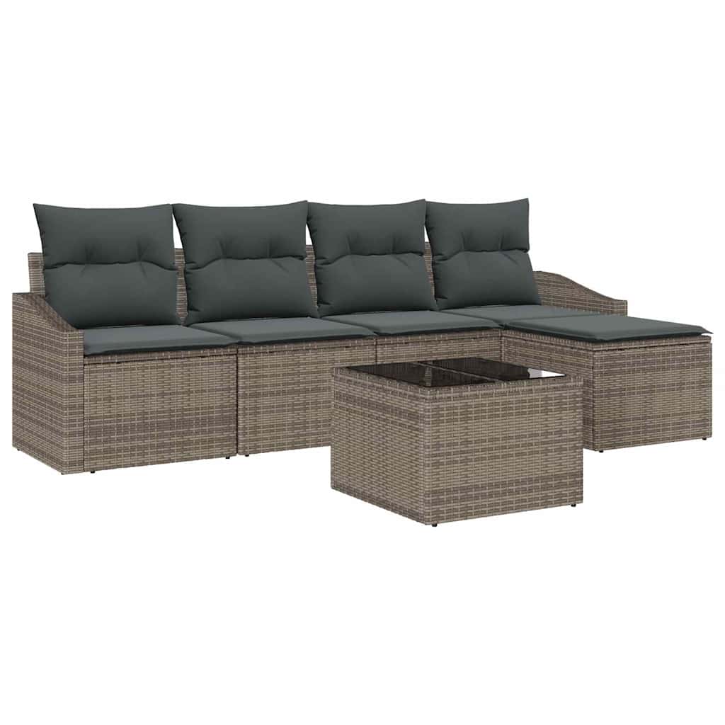 Set di divani 6 pz Grigio chiaro polyrattan