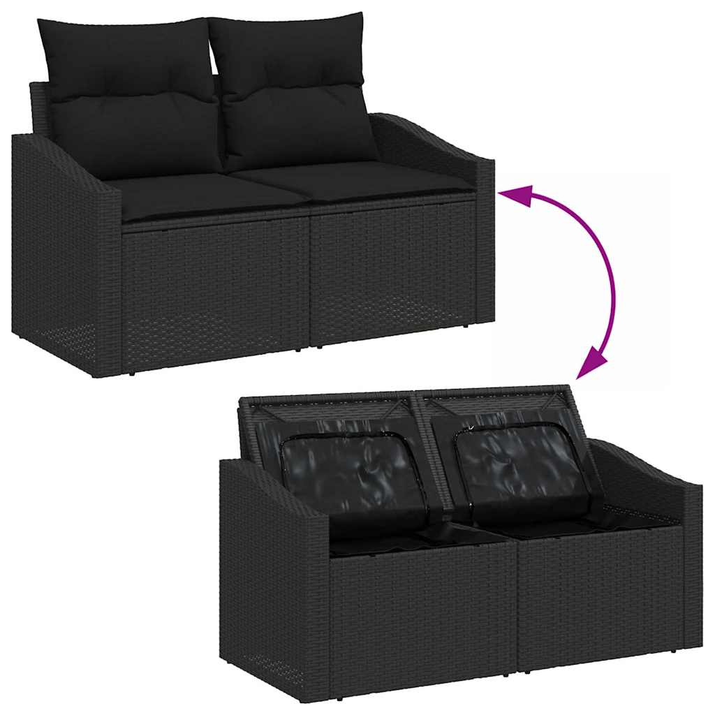 Set di divani 6 pz Nero polyrattan