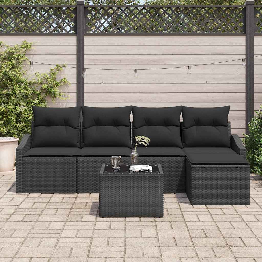 Set di divani 6 pz Nero polyrattan