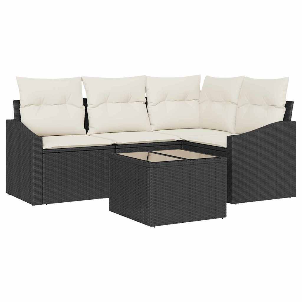 Set Divano da Giardino 5 pz Marrone e Crema polyrattan