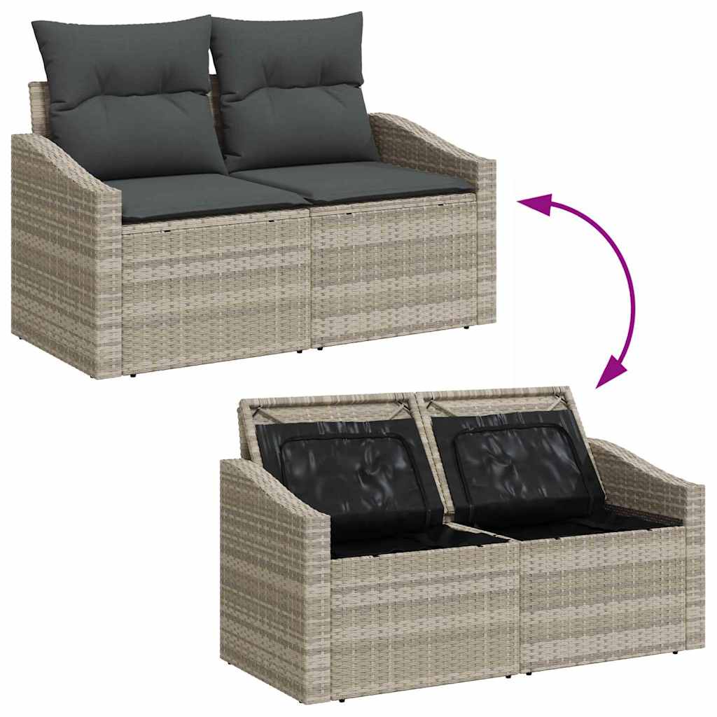 Set Divano da Giardino 5 pz Grigio chiaro polyrattan