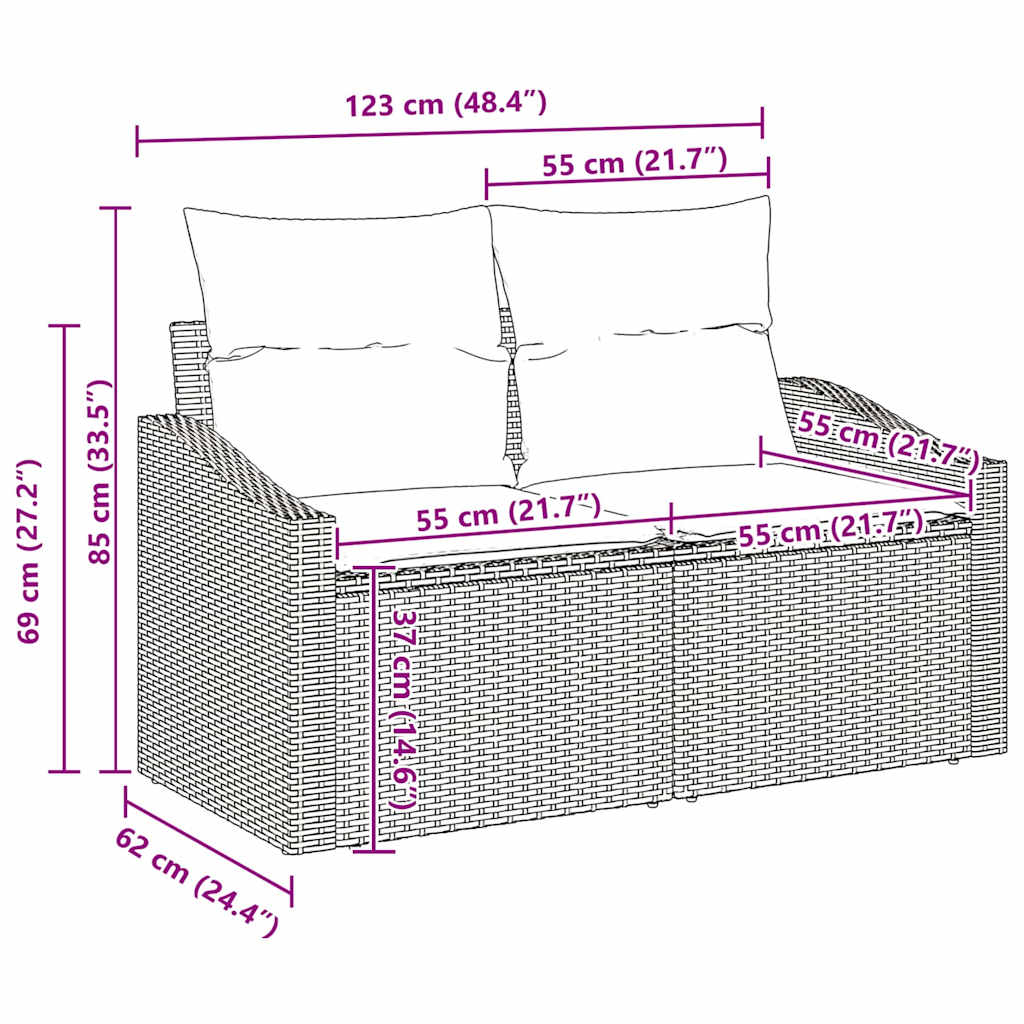 Set Divano da Giardino 6 pz Marrone e Crema polyrattan
