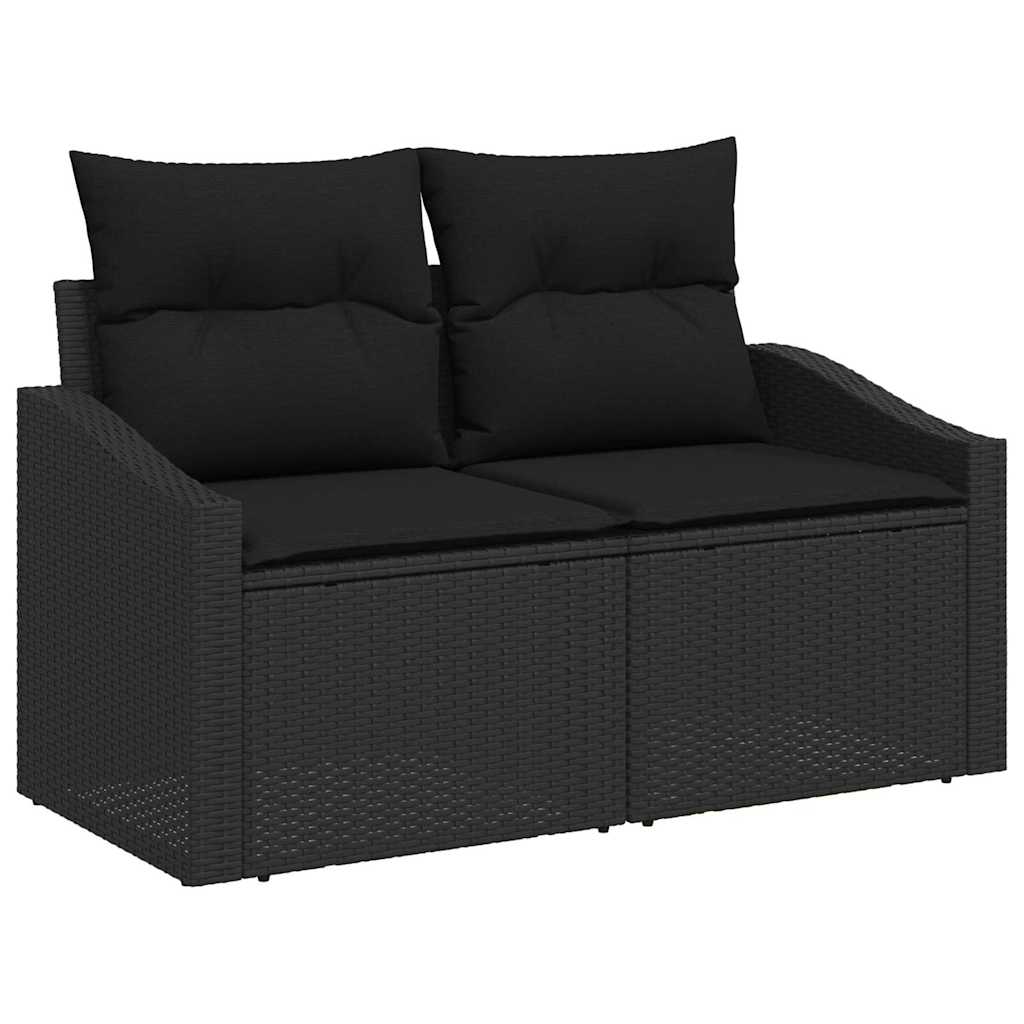 Set Divano da Giardino 6 pz Nero polyrattan