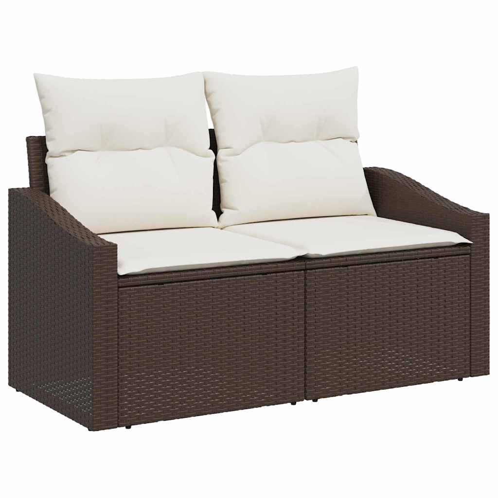 Set Divano da Giardino 6 pz Marrone e bianco polyrattan