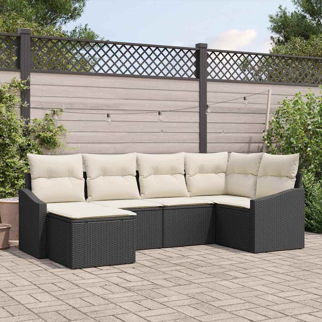 Set da Pranzo per Giardino 6 pz Nero e Crema