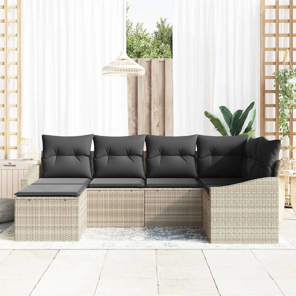 Set da Pranzo per Giardino 6 pz Grigio chiaro