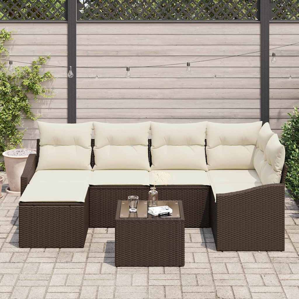 Set da Pranzo per Giardino 7 pz Marrone e Crema