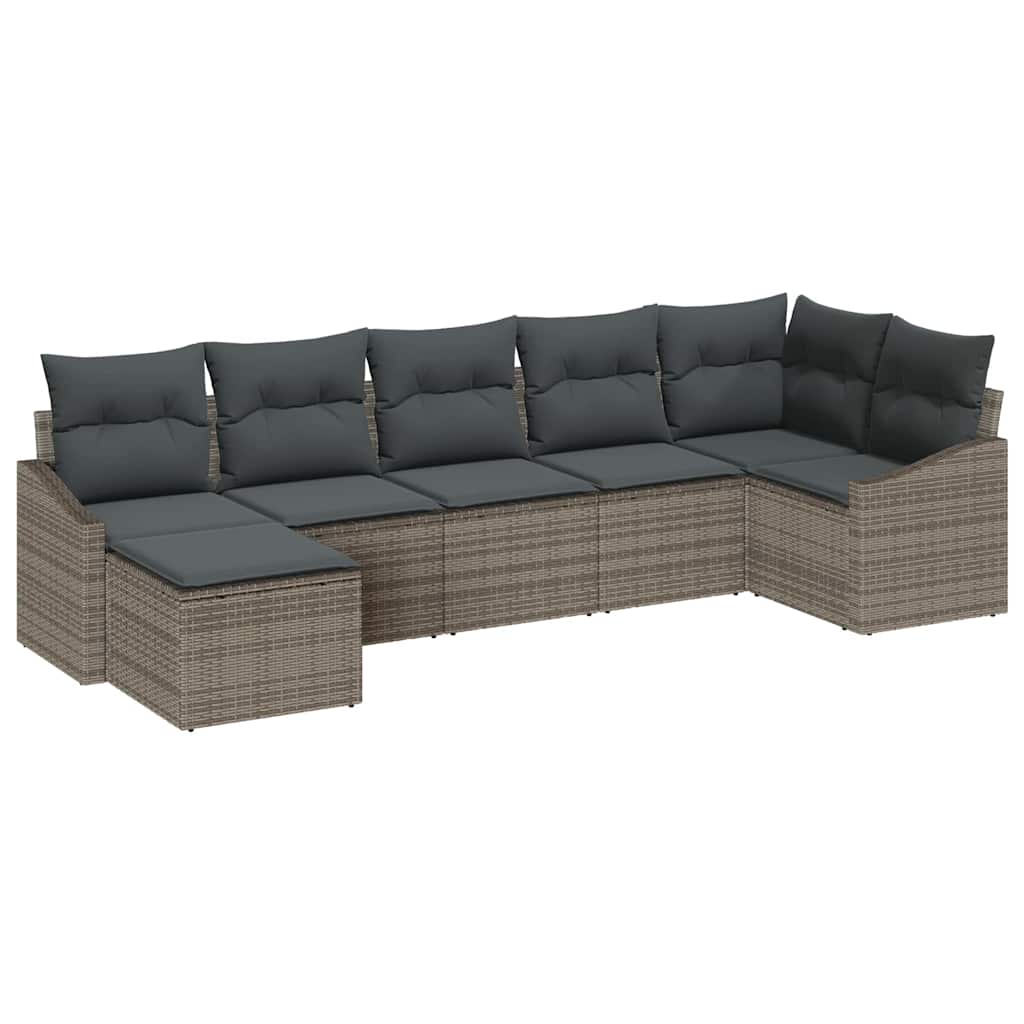 Set Divano da Giardino 7 pz Grigio polyrattan