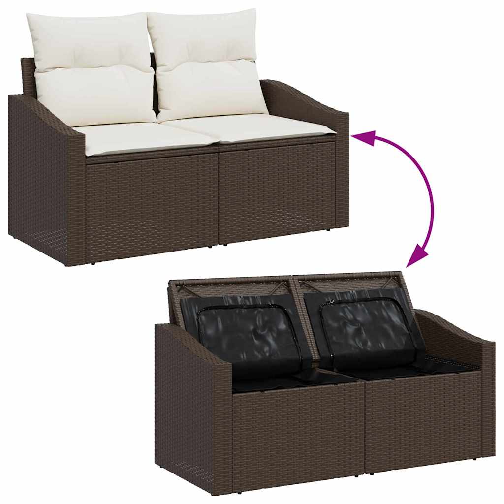 Set da Pranzo per Giardino 6 pz Marrone e Crema polyrattan
