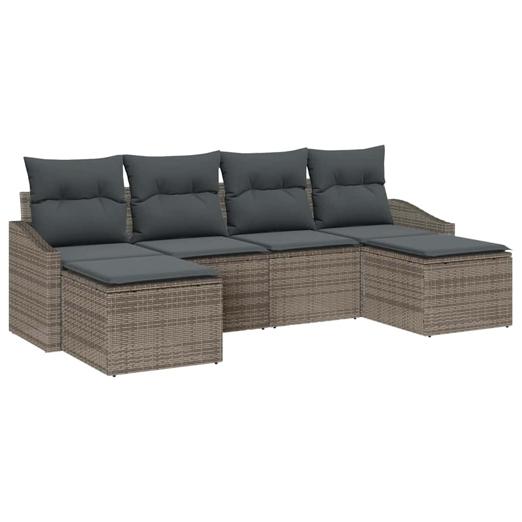 Set da Pranzo per Giardino 6 pz Grigio polyrattan