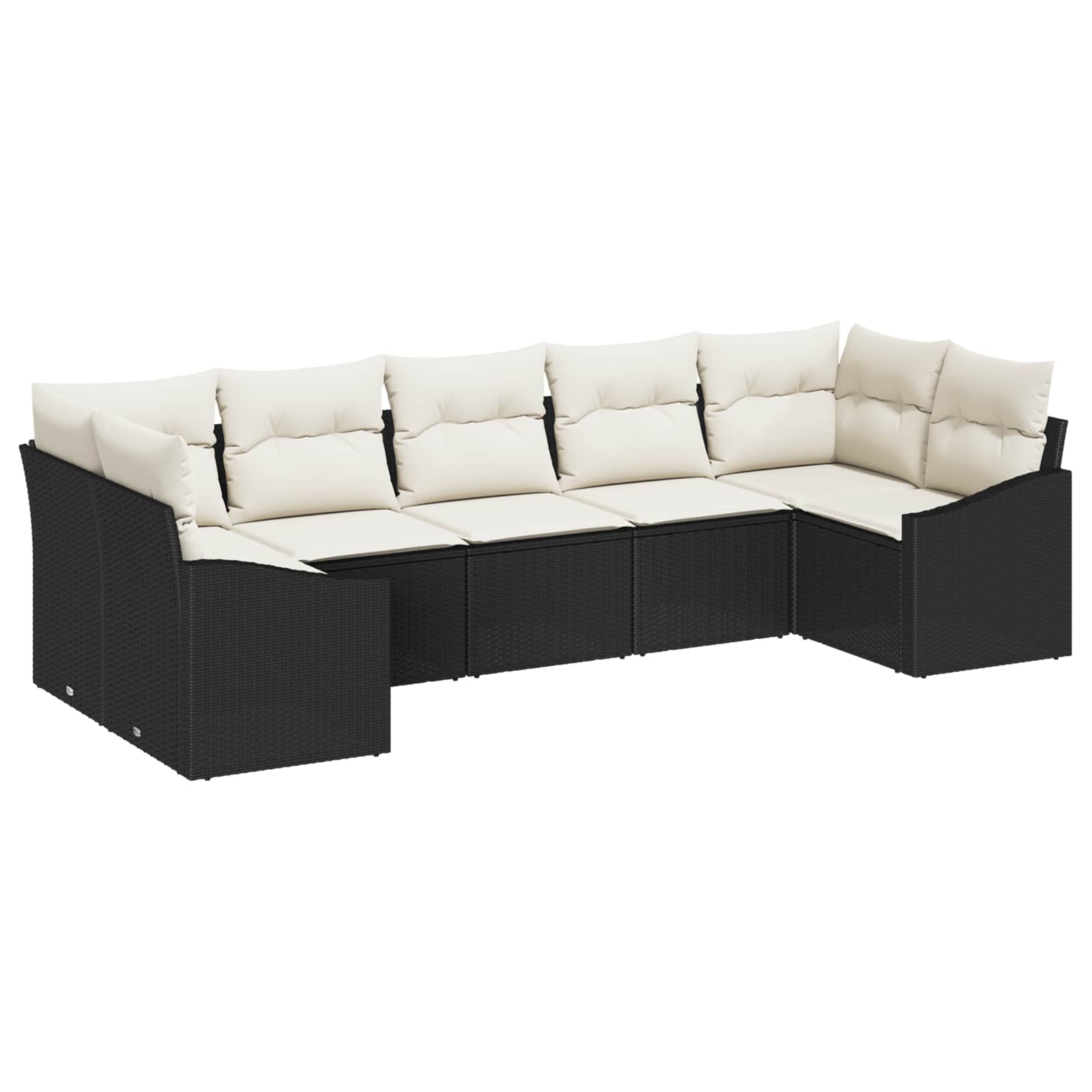 Set Divano da Giardino 7 pz Nero e Crema polyrattan