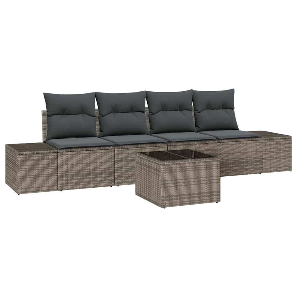 Set Divano da Giardino 5 pz Grigio polyrattan