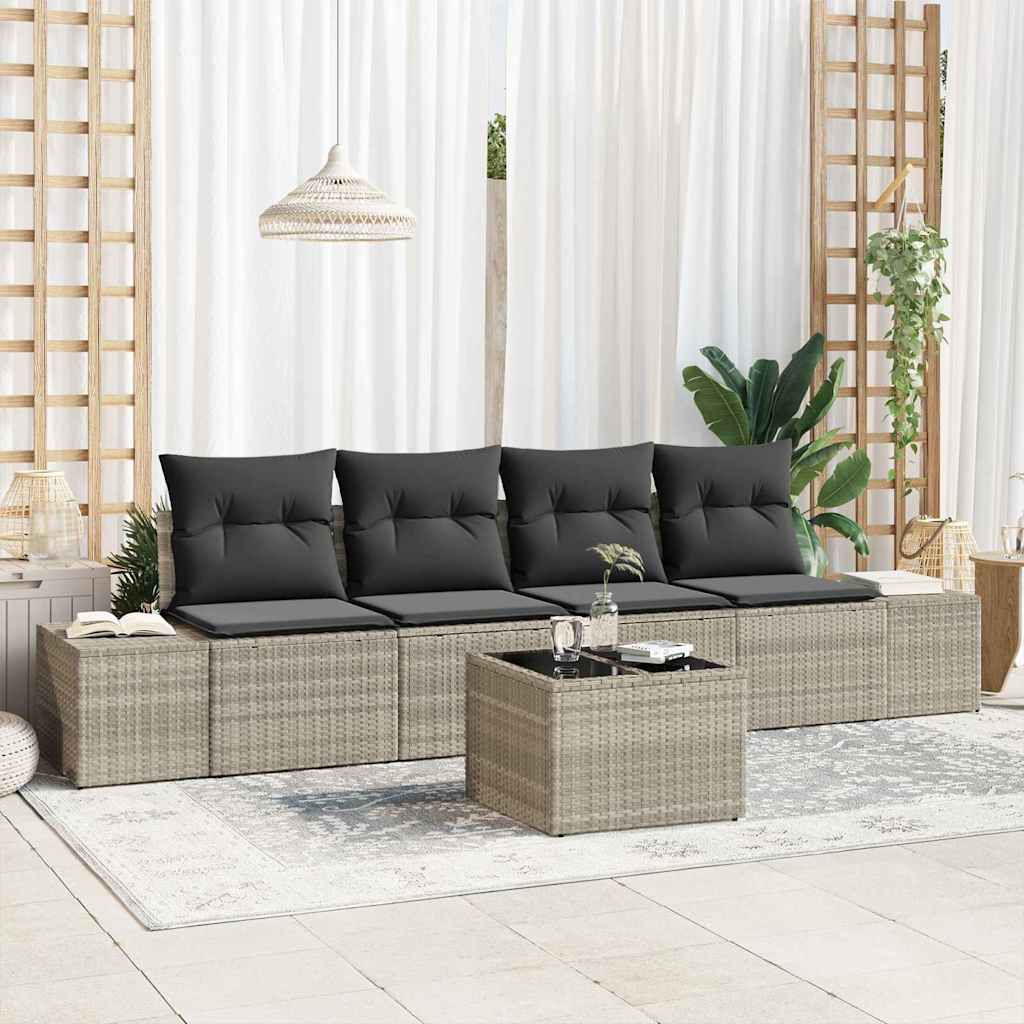 Set Divano da Giardino 5 pz Grigio chiaro e grigio scuro