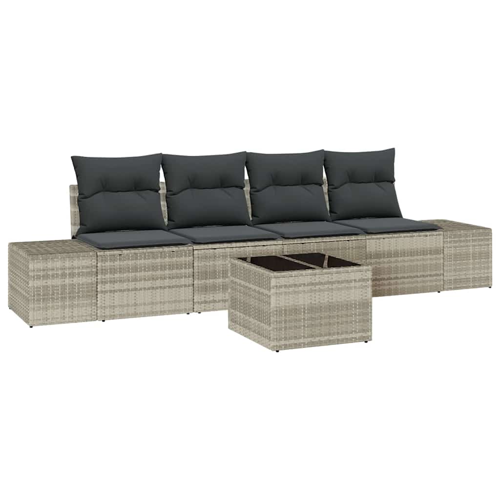 Set Divano da Giardino 5 pz Grigio chiaro e grigio scuro