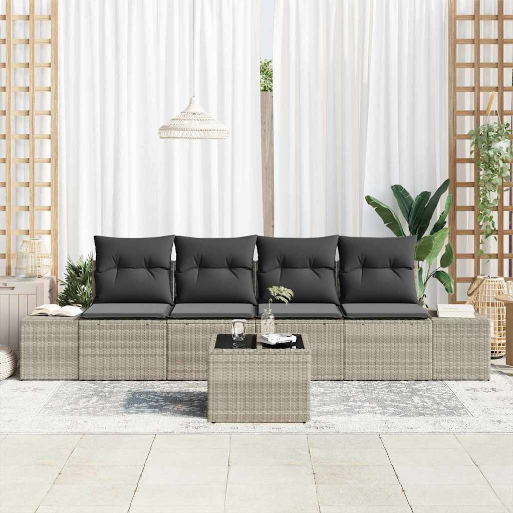 Set Divano da Giardino 5 pz Grigio chiaro e grigio scuro