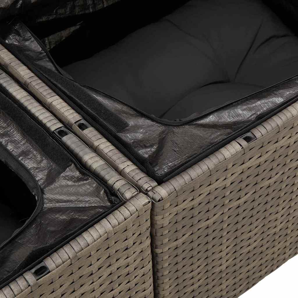 Set Divano da Giardino 5 pz Grigio polyrattan