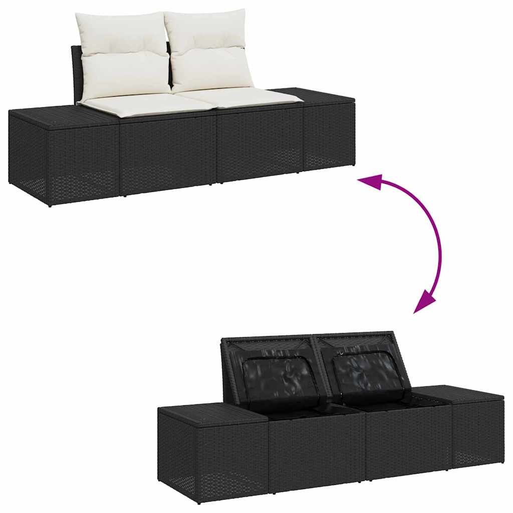 Set Divano da Giardino 5 pz Marrone e Crema polyrattan