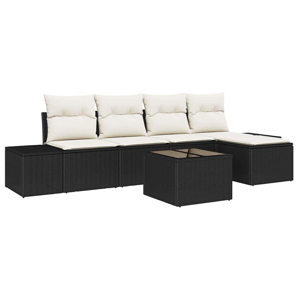 Set Divano da Giardino 5 pz Marrone e Crema polyrattan