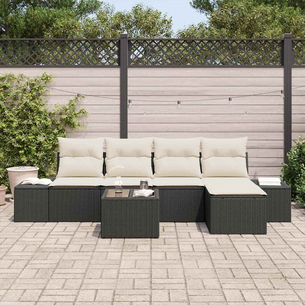 Set Divano da Giardino 5 pz Marrone e Crema polyrattan