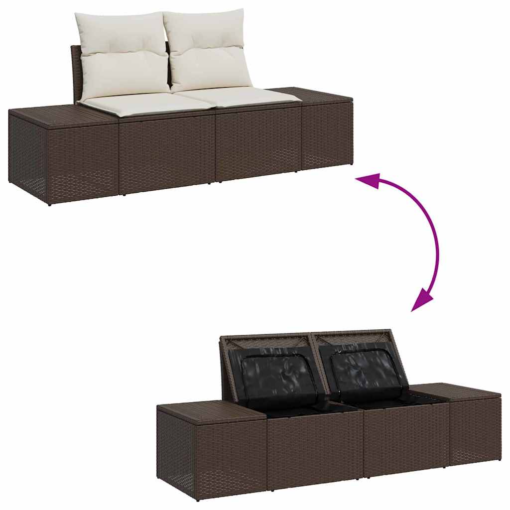 Set Divano da Giardino 5 pz Marrone e Crema polyrattan