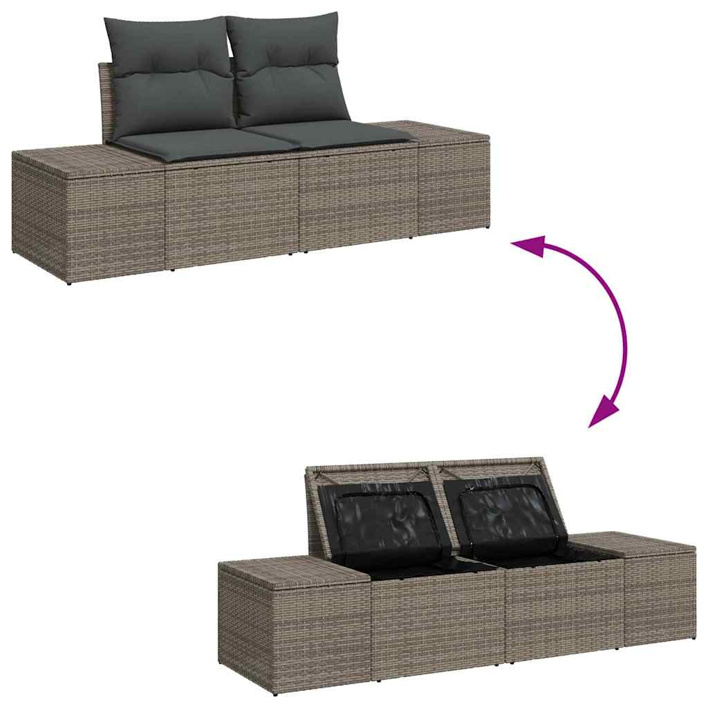Set Divano da Giardino 5 pz Grigio chiaro polyrattan