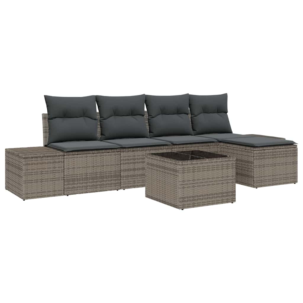 Set Divano da Giardino 5 pz Grigio chiaro polyrattan