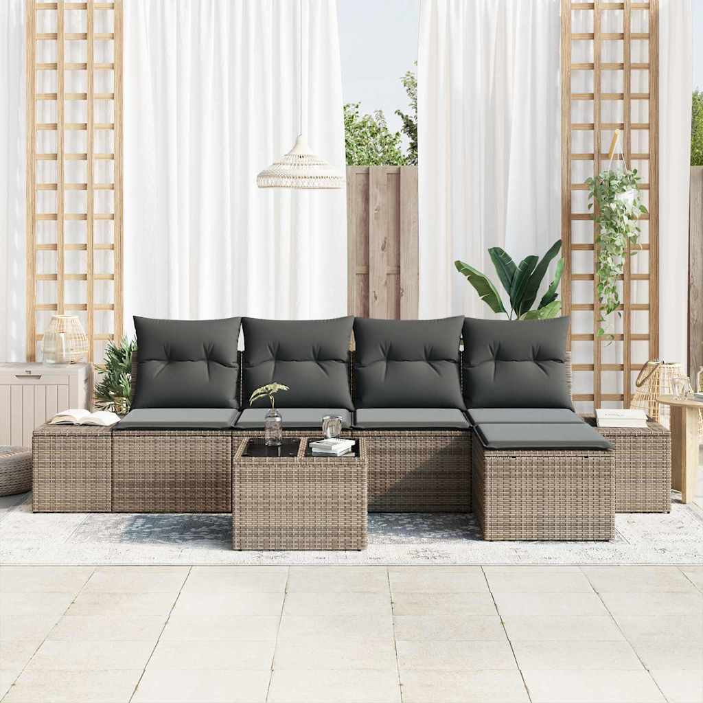 Set Divano da Giardino 5 pz Grigio chiaro polyrattan