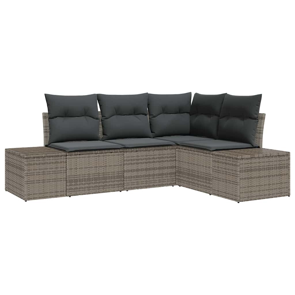 Set Divano da Giardino 4 pz Grigio polyrattan