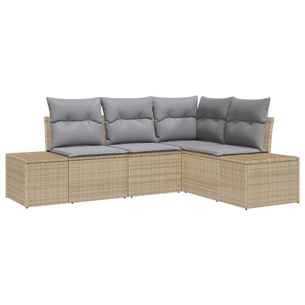 Set Divano da Giardino 4 pz Beige e Grigio Chiaro polyrattan