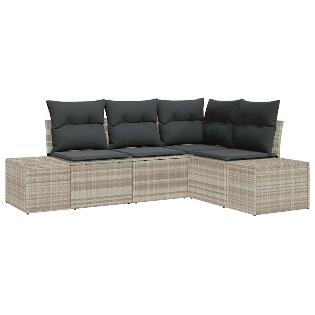 Set Divano da Giardino 4 pz Grigio chiaro polyrattan