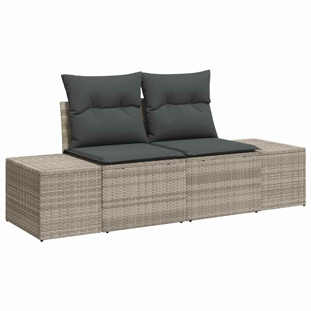 Set Divano da Giardino 4 pz Grigio chiaro polyrattan