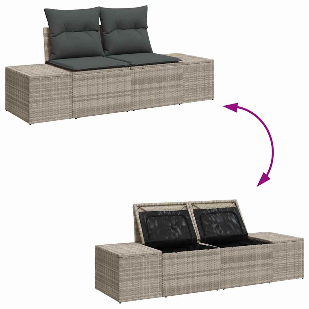 Set Divano da Giardino 4 pz Grigio chiaro polyrattan