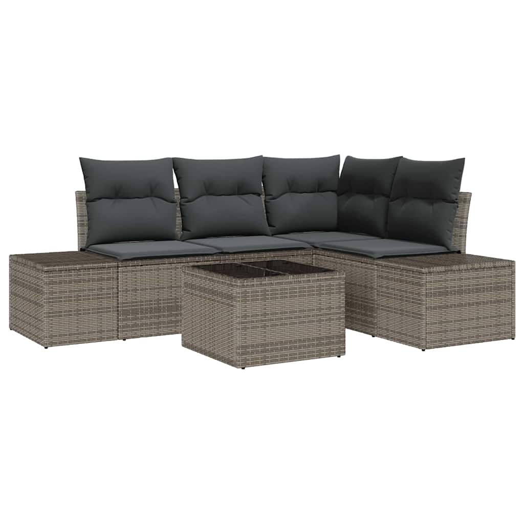 Set Divano da Giardino Grigio chiaro polyrattan