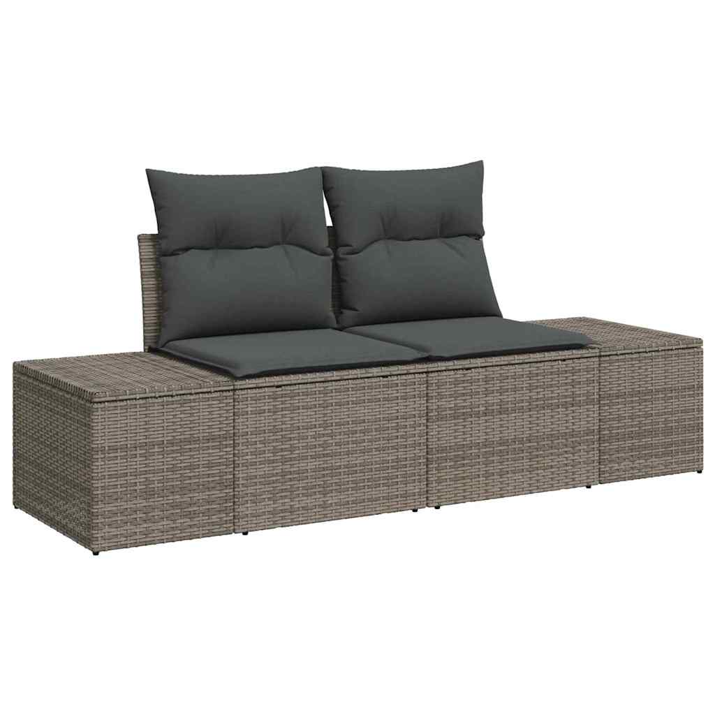 Set Divano da Giardino Grigio chiaro polyrattan