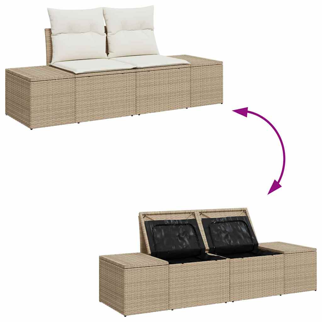 Set Divano da Giardino Beige e Crema polyrattan