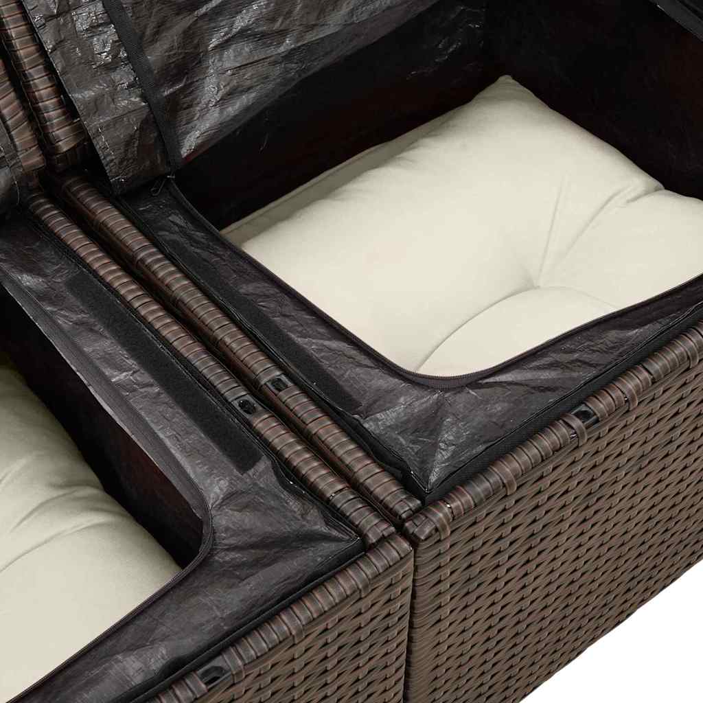 Set Divano da Giardino 6 pz Marrone e Crema polyrattan