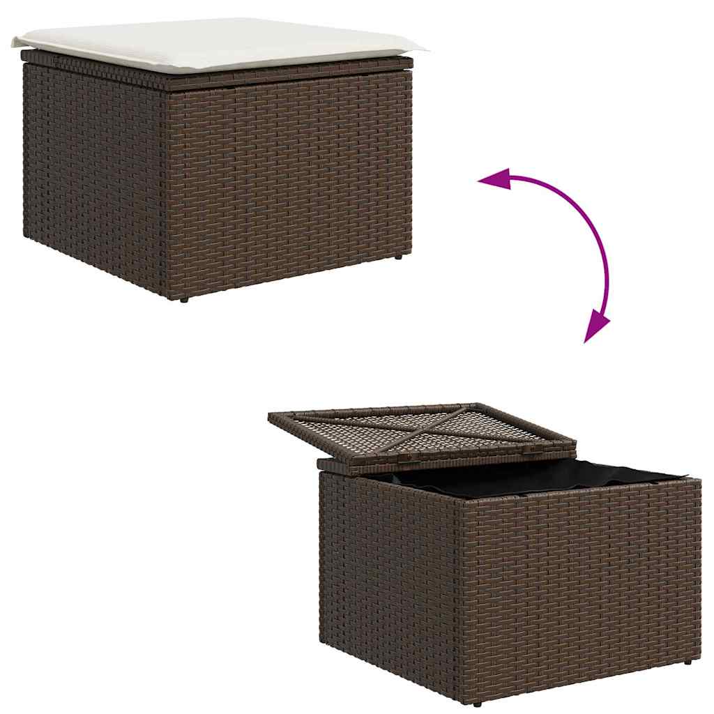 Set Divano da Giardino 6 pz Marrone e Crema polyrattan