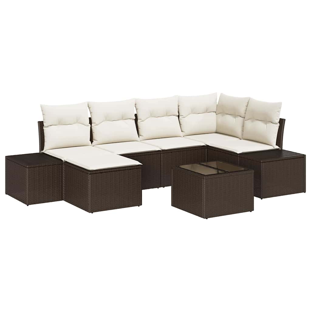 Set Divano da Giardino 6 pz Marrone e Crema polyrattan