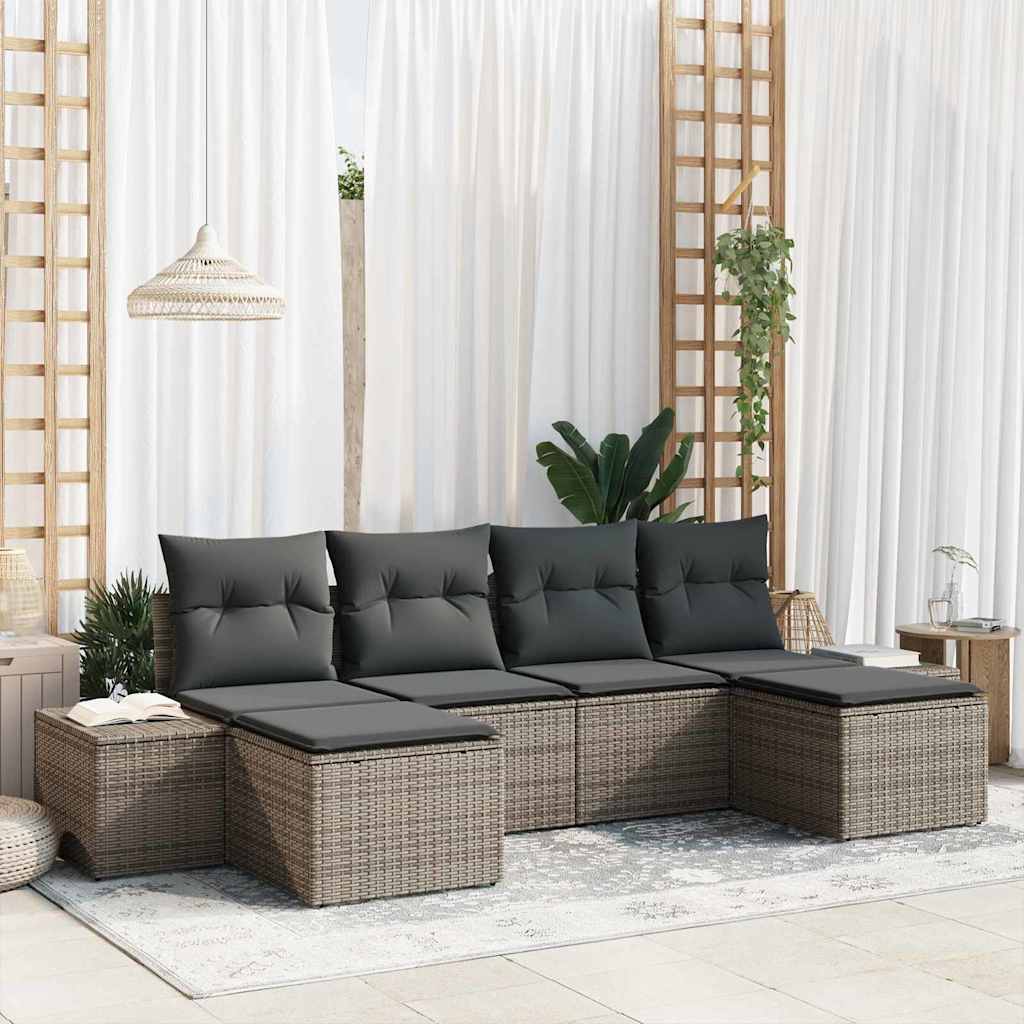 Set Divano da Giardino 4 pz Grigio polyrattan